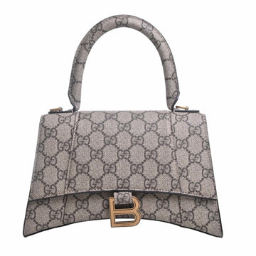 GUCCI Balenciaga Collaboration GG Supreme The Hacker Project Hourglass Small Handbag 681697 Beige Women's