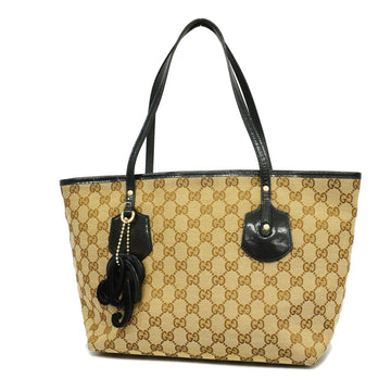 Gucci GG Canvas Enamel 211976 Women's Handbag,Tote Bag Beige,Black