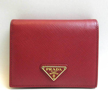 PRADA wallet mini compact folio red Saffiano 1MV204