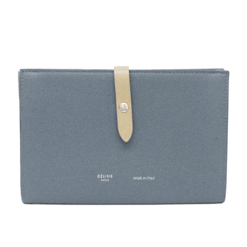 CELINE Strap Large Multifunction Women's Leather Long Wallet [bi-fold] Blue,Gray