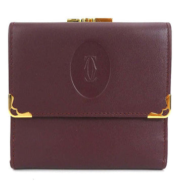 CARTIER tri-fold wallet mast line leather Bordeaux unisex