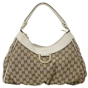 GUCCI Bag Women's Shoulder Handbag Abbey GG Canvas Leather Beige Brown White 189833