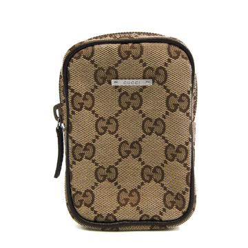 GUCCI GG Canvas 115249 Women,Men GG Canvas,Leather Pouch Beige,Dark Brown