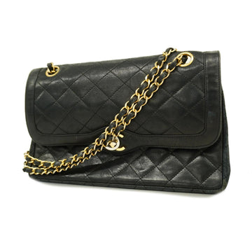 CHANEL Shoulder Bag Matelasse Paris Limited W Flap Chain Lambskin Black Gold Hardware Women's