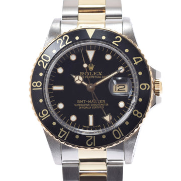 ROLEX GMT Master 16753 Men's YG / SS Watch Automatic Black Dial