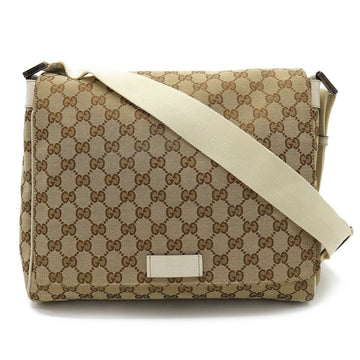 GUCCI GG canvas shoulder bag leather khaki beige ivory white 146236