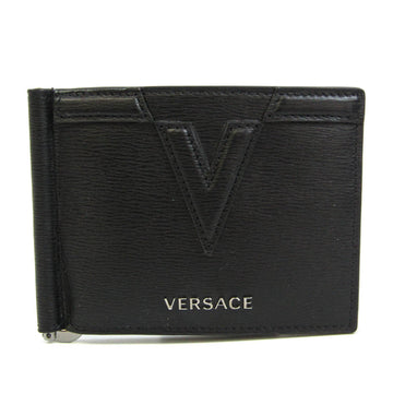VERSACE DPU5978 With Money Clip Leather Card Case Black