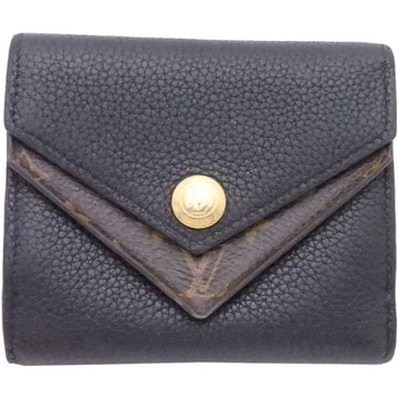 LOUIS VUITTON Trifold Wallet Monogram Portefeuille Double V Compact Black x Brown Leather Canvas Women's Men's M64420