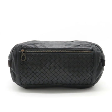 BOTTEGA VENETA Intrecciato Waist Bag Body Hip Leather Black 368899