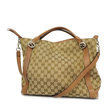 GUCCI[3zb2478] Auth  2way Bag GG Canvas 323675 Beige/Brown