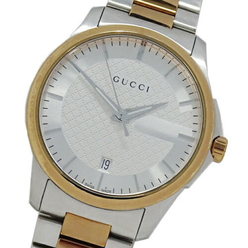 GUCCI watch men's G timeless date quartz stainless steel SS 126.4 YA126447 silver pink gold