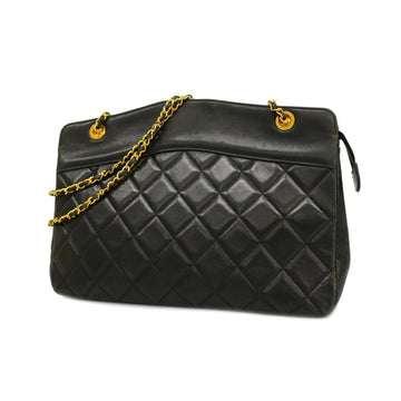 CHANEL Shoulder Bag Matelasse Chain Lambskin Black Gold Hardware Women's