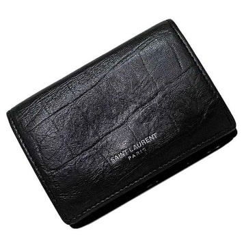 SAINT LAURENT Trifold Wallet Tiny Black 459996 Compact Leather  Ladies