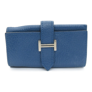 HERMES Bearn key holder 4 stations Blue Shave leather