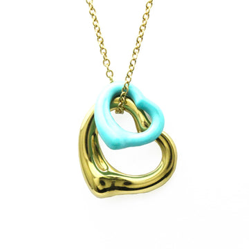 TIFFANY Open Heart Yellow Gold [18K] Turquoise Men,Women Fashion Pendant Necklace [Blue,Gold]