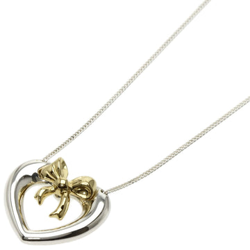 TIFFANY Heart Ribbon Necklace Silver/K18YG Ladies &Co.