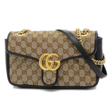 Gucci GG Marmont Small Chain Shoulder Bag Beige Black 443497