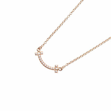 TIFFANY K18PG Diamond T Smile Necklace Ladies