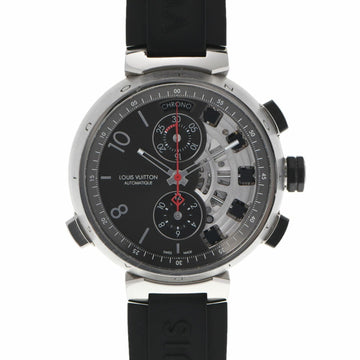 Louis Vuitton Tambour Chrono Regatta Q102R Men's SS/TI/Rubber Watch Automatic Winding Gray Dial