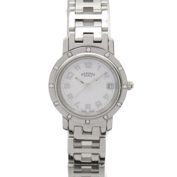 HERMES Clipper Nacre Diamond Wrist Watch Wrist Watch CL4.230 Quartz White White shell Stainless Steel diamond