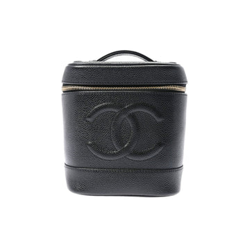 Chanel Vanity Black Ladies Caviar Skin Handbag