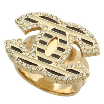 CHANEL Coco Mark Ring Rhinestone Black x White No. 12 Border 06A