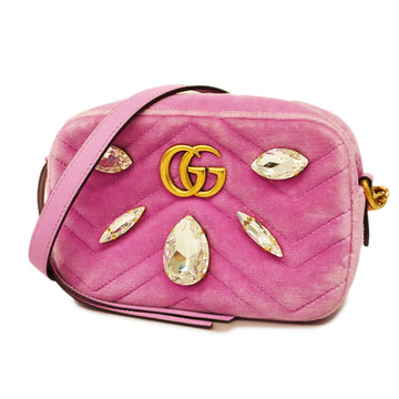 GUCCIAuth  GG Marmont Shoulder Bag 448065 Velor Women's Leather Pink