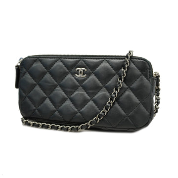 Chanel Matelasse chain shoulder bag Lambskin Women's Leather Shoulder Bag Black