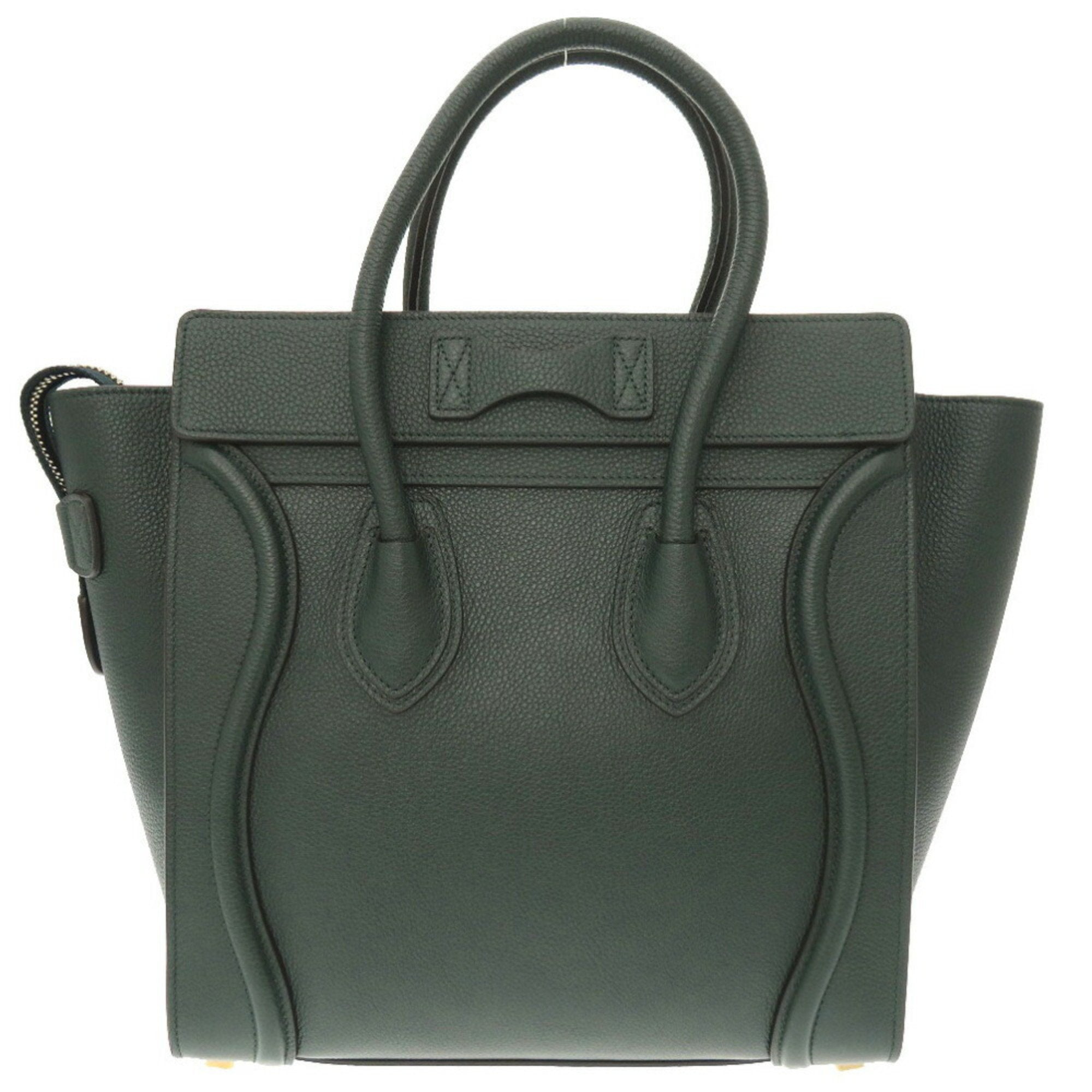 Celine Luggage Microshopper Leather Green Handbag