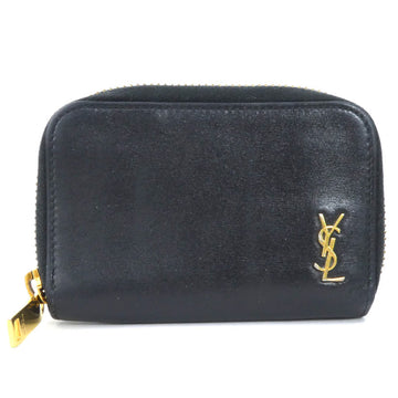 SAINT LAURENT Coin Case Leather Black Gold e55912g