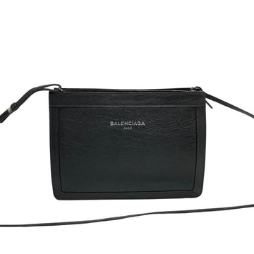 BALENCIAGA Navy Pochette Leather Genuine 2way Clutch Bag Mini Shoulder Gray