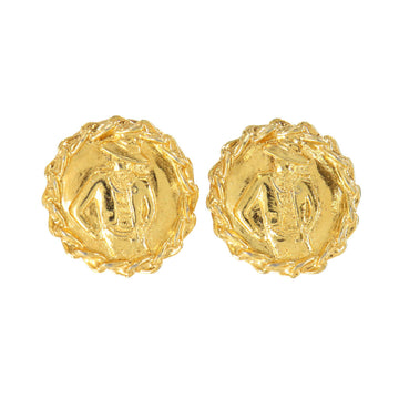 Chanel mademoiselle earrings round type gold accessories vintage