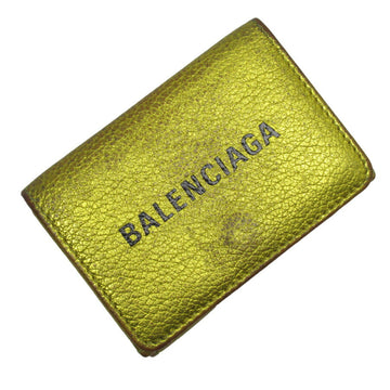 BALENCIAGA tri-fold wallet leather gold x black unisex 551921