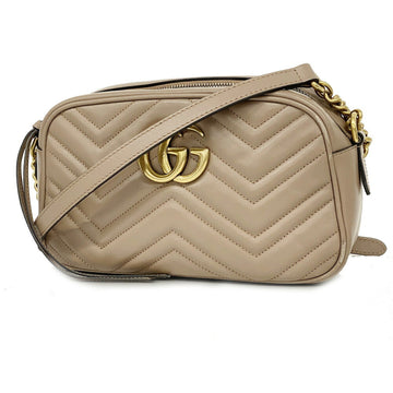 GUCCI shoulder bag GG Marmont 447632 leather beige ladies