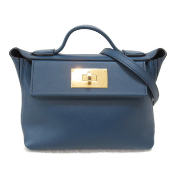 HERMES Sac Van Quatre Mini 2wayShoulder Bag Blue Blue de presse Taurillon Clemence leather Swift leather