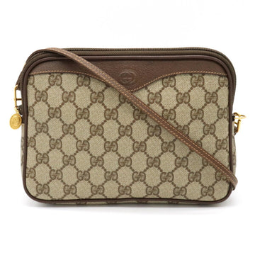 Gucci Old GG Plus Shoulder Bag Pochette Clutch PVC Leather Beige Brown 004 58 6109