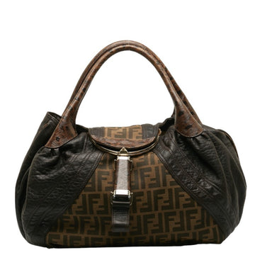 FENDI Zucca Spy Bag Tote 8BR511 Brown Leather Women's