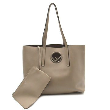 FENDI Shopping Logo Tote Bag Gray leather