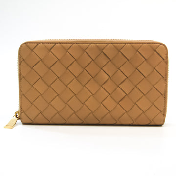 BOTTEGA VENETA Intrecciato 608053 Unisex Lambskin Long Wallet [bi-fold] Beige