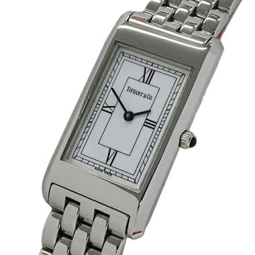 TIFFANY&Co. Watch Women's Classic Quartz Stainless Steel SS Silver White Square Polished