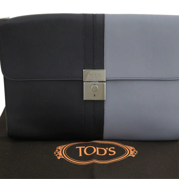 TOD'S clutch bag leather black x gray silver men's
