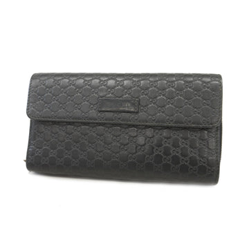 Gucci Bifold Long Wallet Micro Gucci Shima 449364 Leather Black Gold Metal