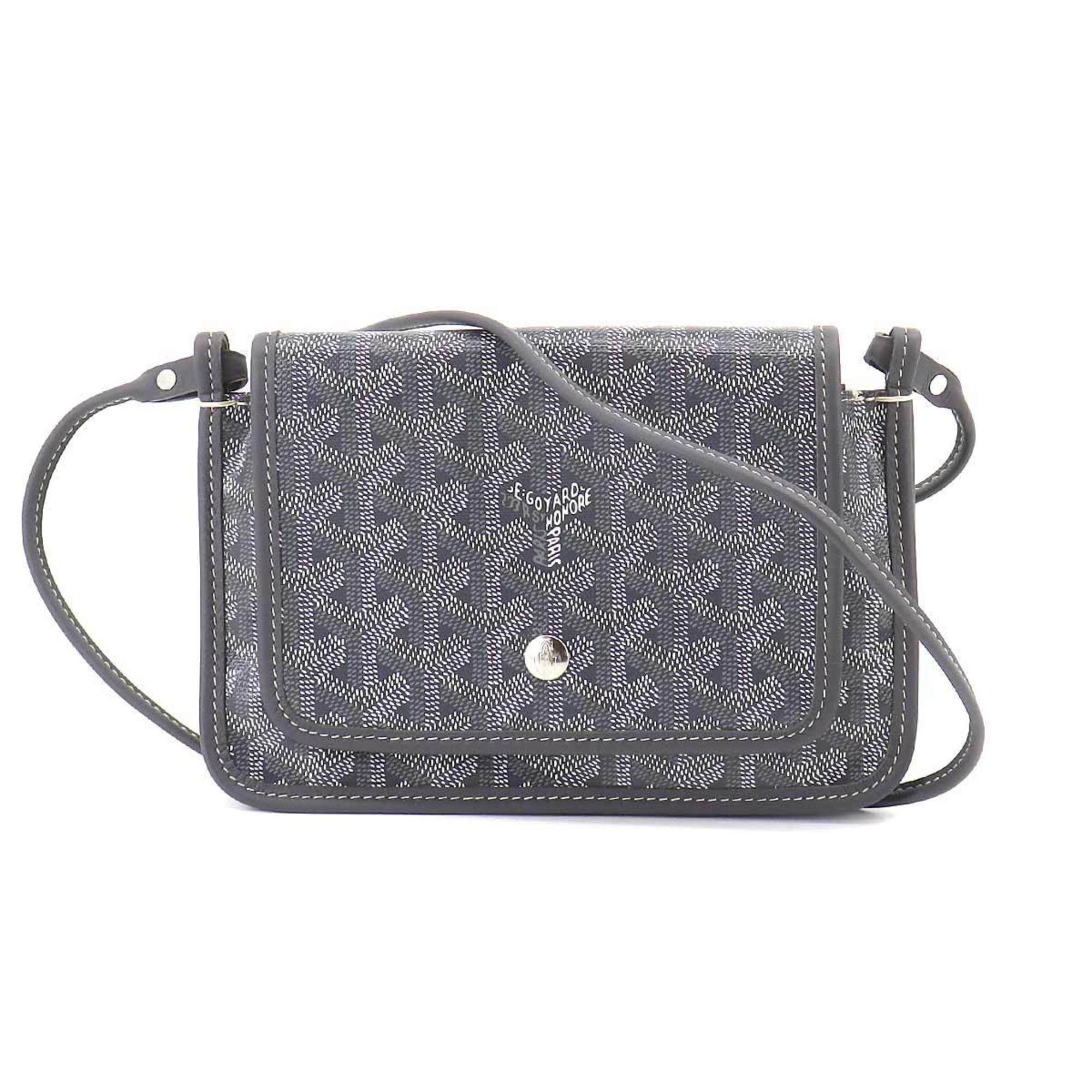 GOYARD Plumet Pouch Wallet Shoulder Bag PVC Leather Gray Pocket