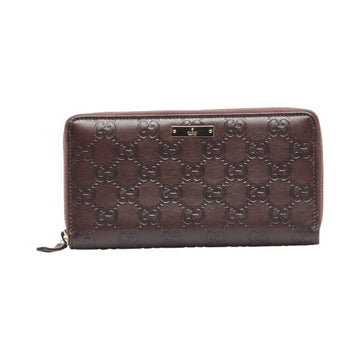 GUCCIshima Long Wallet Round 307980 Brown Canvas Leather Women's