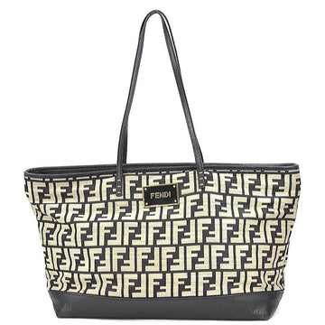 FENDI shoulder bag tote Zucca canvas black x beige ladies 8BH185