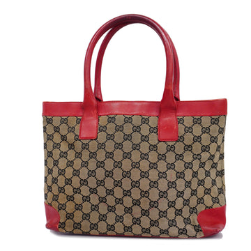 GUCCIAuth  GG Canvas Tote Bag 002 1119 Tote Bag Beige,Red Color