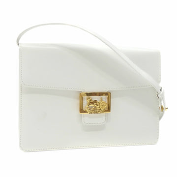 Celine shoulder bag ladies white leather carriage