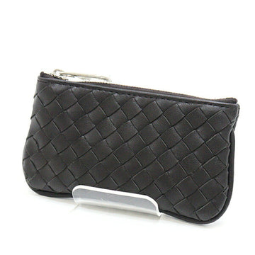 BOTTEGA VENETA intrecciato coin case 131232 dark brown