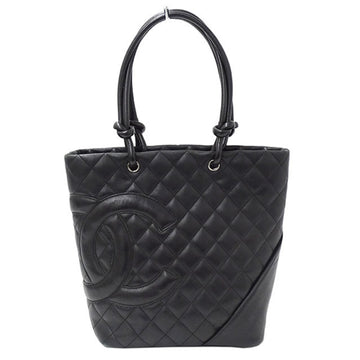 Chanel Bag Cambon Women's Tote Handbag Leather Black