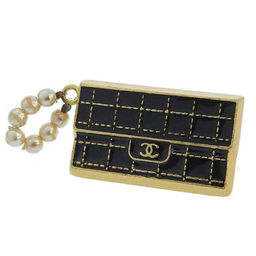 CHANEL Bag Motif Coco Mark Pin Brooch Black Ladies